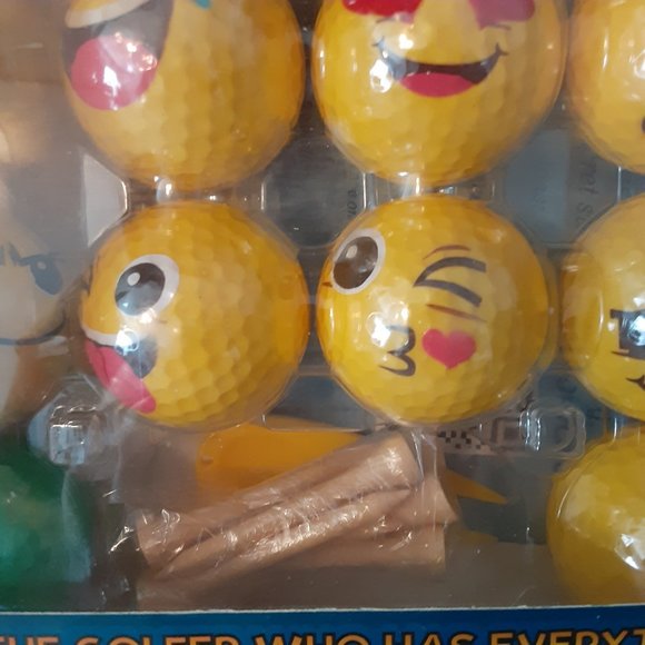 Emoji Golf Balls- Set of 14 Plus 10 Tees & 1 Divot Tool, By Bullfrog - Picture 3 of 7